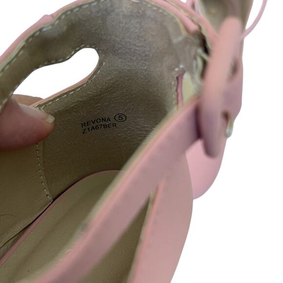 Dream Pairs Faux Leather Ballet Flats with Ankle Strap Pink Shoes Girls Size 5 - Picture 6 of 8